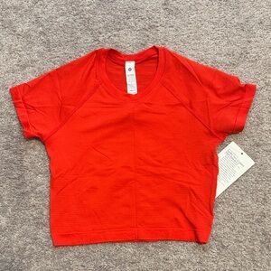 Lululemon Swiftly Tech Cropped Short Sleeve 2.0- Hot Heat